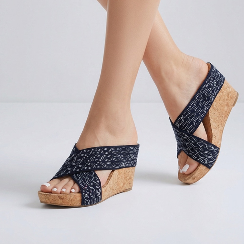 Lucky Brand beaded Kork Wedges